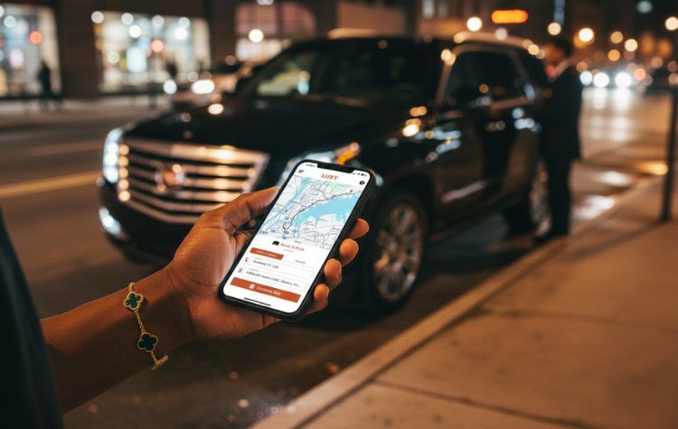 A passenger checking their LUXY app