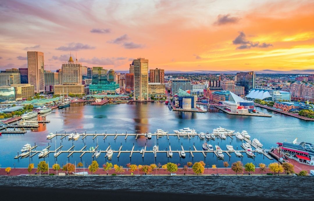 BWI to Port of Baltimore Cruise Port and Water View of City