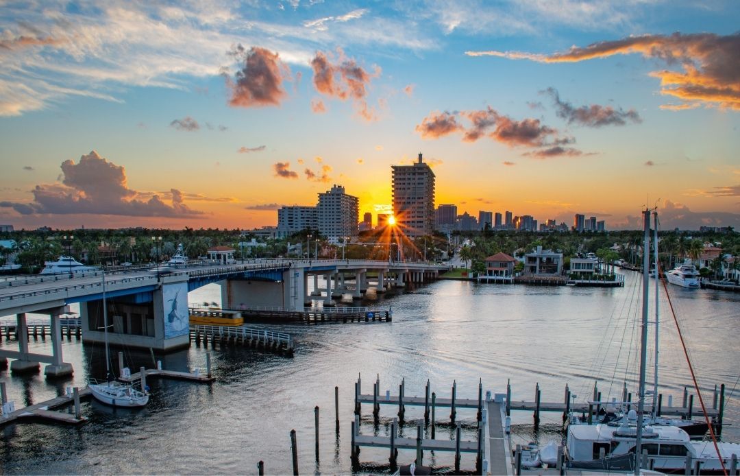 Book Port Everglades Car Service Sunset Over Port With Skyline