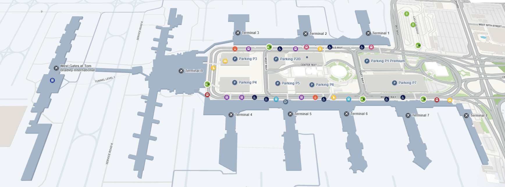 LAX Terminal Map: (Image credit: https://maps.lawa.org/)