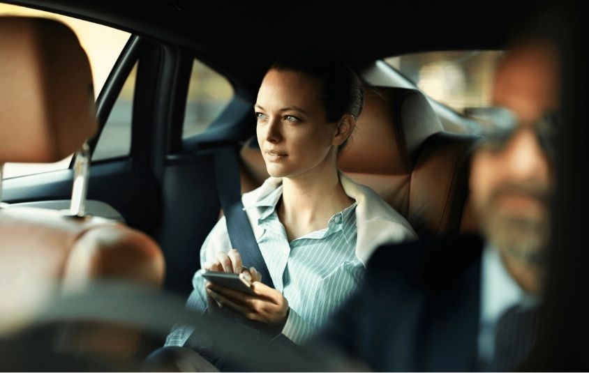 Passenger in their black car ride