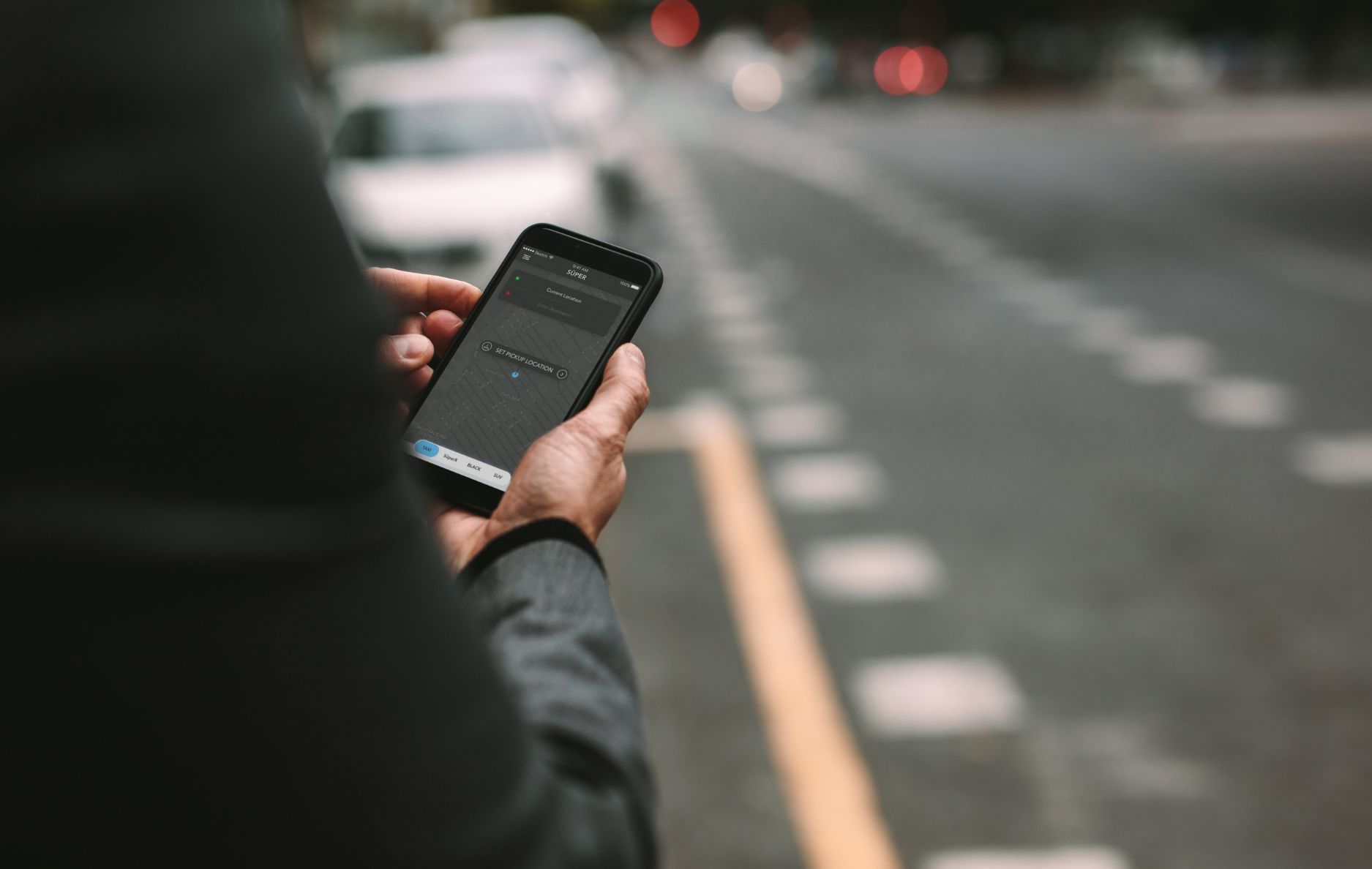 Passenger waiting on rideshare